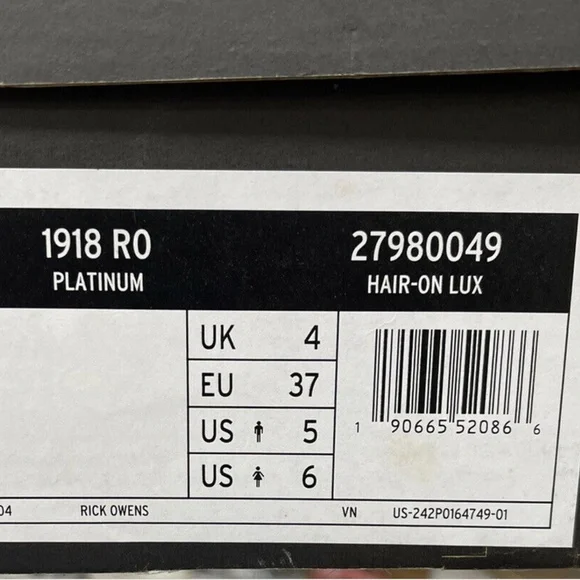 Dr Martens RICK OWENS 1918 HAIR-ON PLATFORM LEATHER COMBAT BOOTS Calf Hair SZ5,6